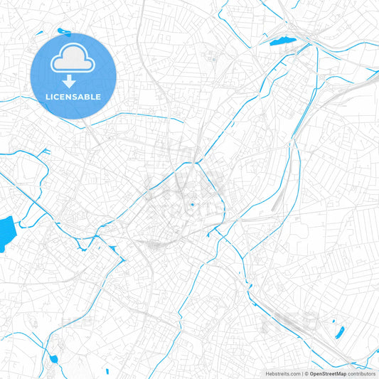 Birmingham, England PDF vector map with water in focus
