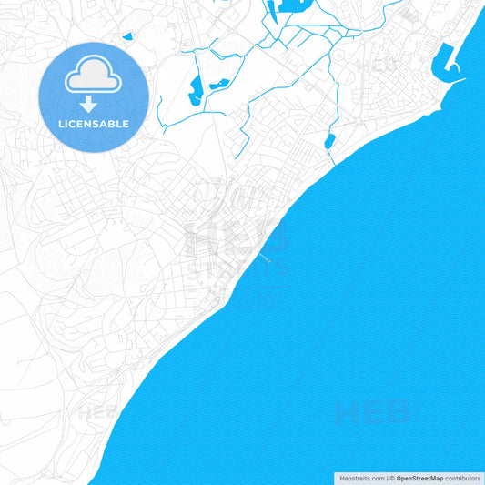 Eastbourne, England PDF vector map with water in focus