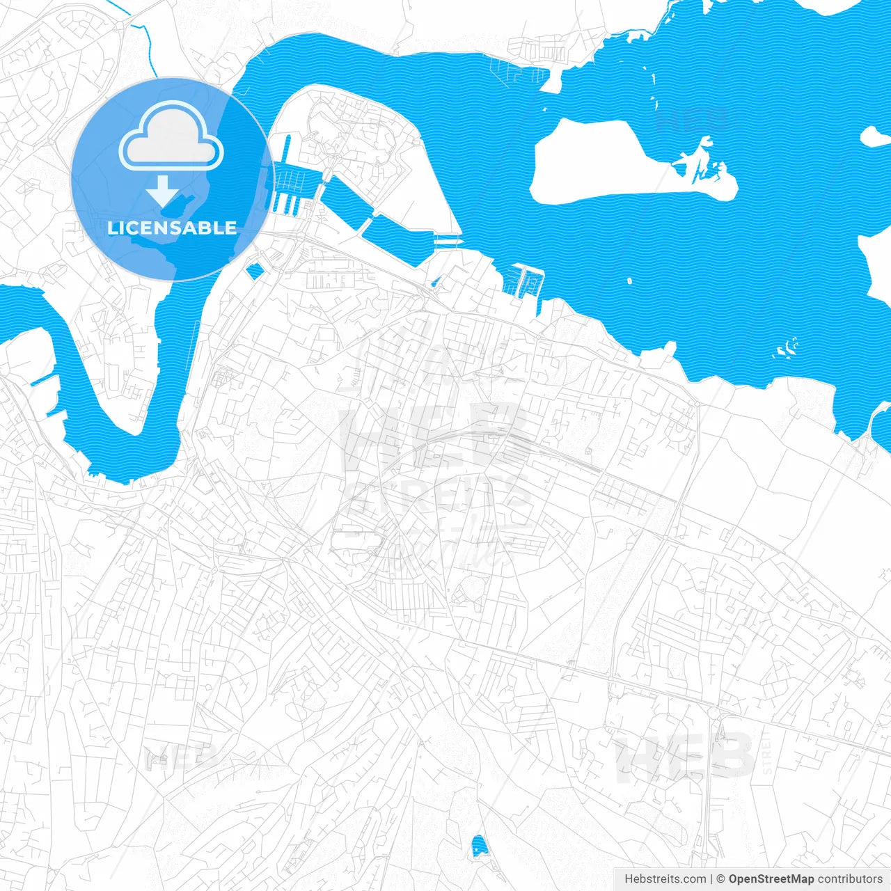 Gillingham, England PDF vector map with water in focus