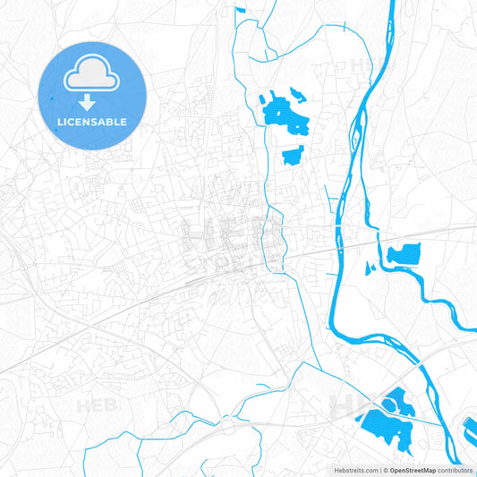 Maidenhead, England PDF vector map with water in focus
