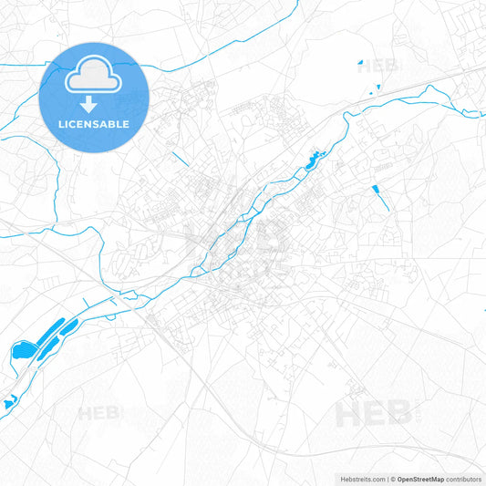 Canterbury, England PDF vector map with water in focus