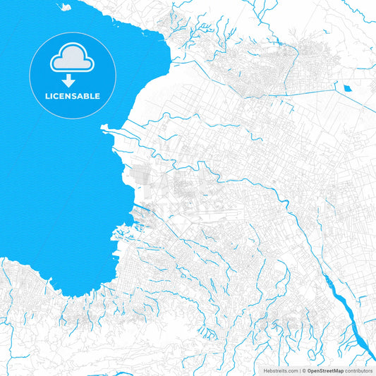 Port-au-Prince, Haiti PDF vector map with water in focus