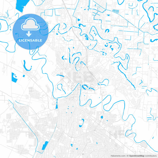 Brownsville, Texas, United States, PDF vector map with water in focus