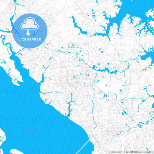 Newport News, Virginia, United States, PDF vector map with water in focus