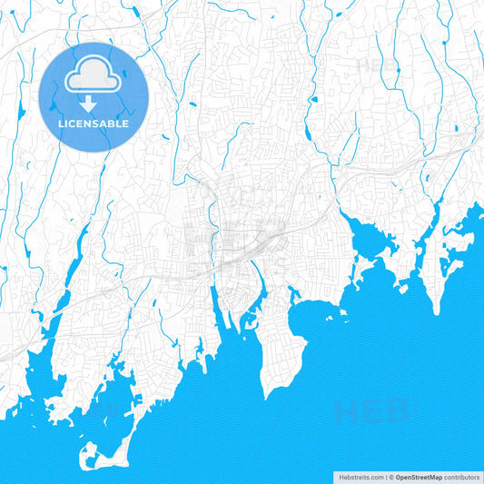 Stamford, Connecticut, United States, PDF vector map with water in focus
