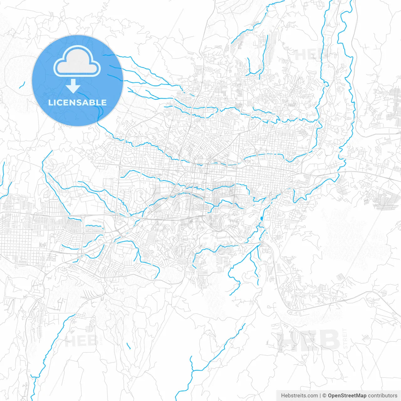 San Salvador, El Salvador PDF vector map with water in focus