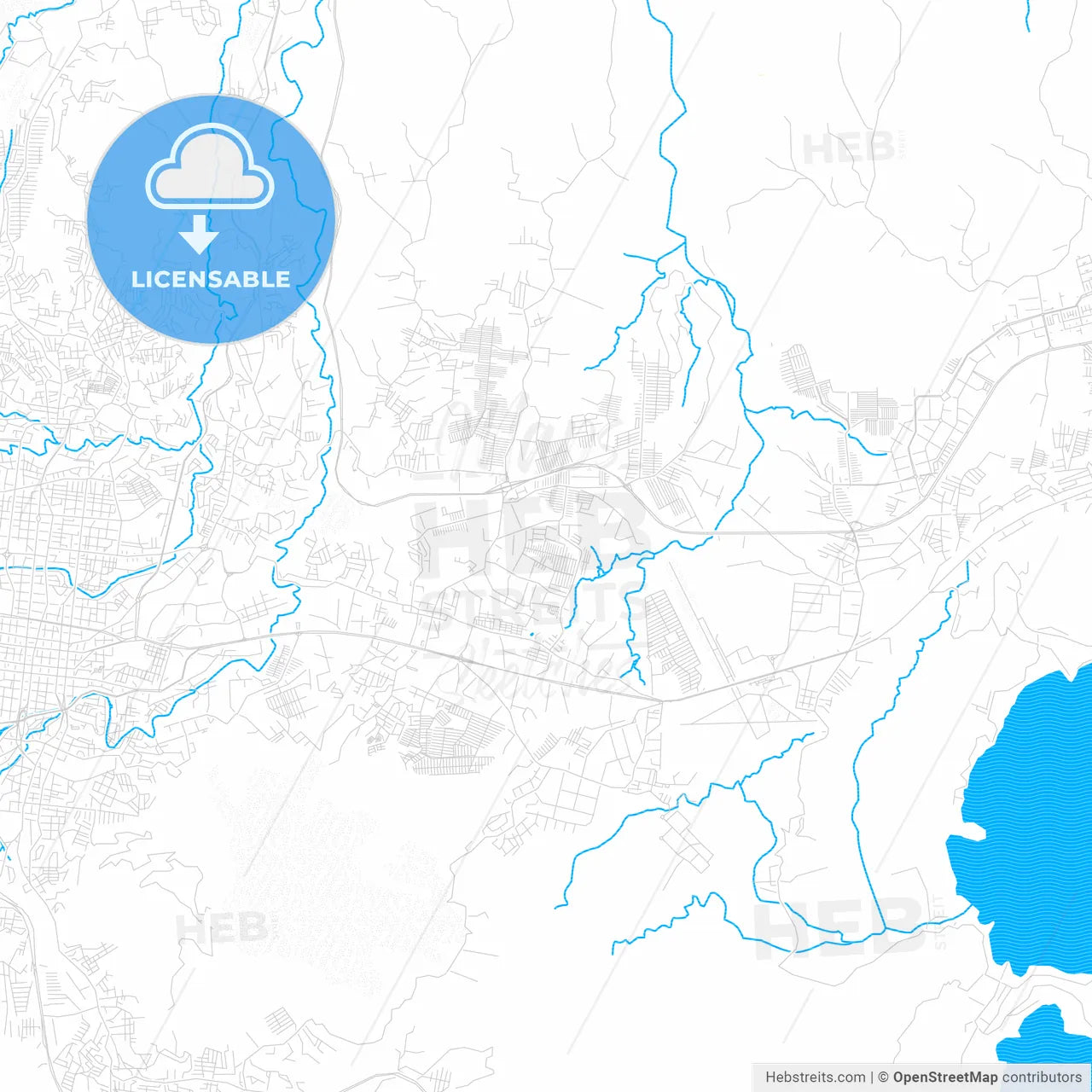 Soyapango, El Salvador PDF vector map with water in focus