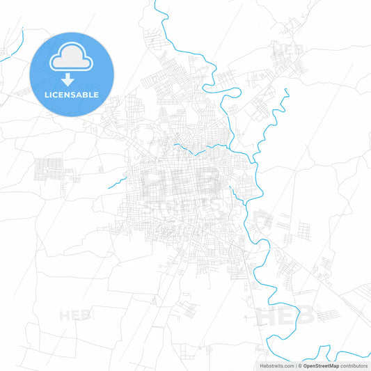 San Miguel, El Salvador PDF vector map with water in focus