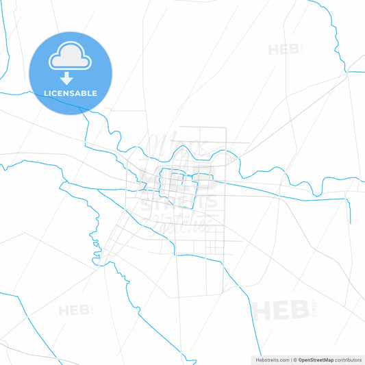 Dengzhou, China PDF vector map with water in focus