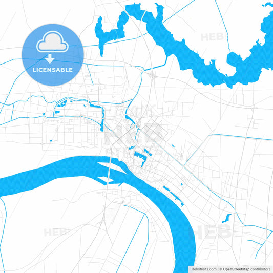 Jingzhou, China PDF vector map with water in focus