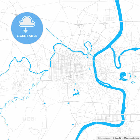 Hengyang, China PDF vector map with water in focus