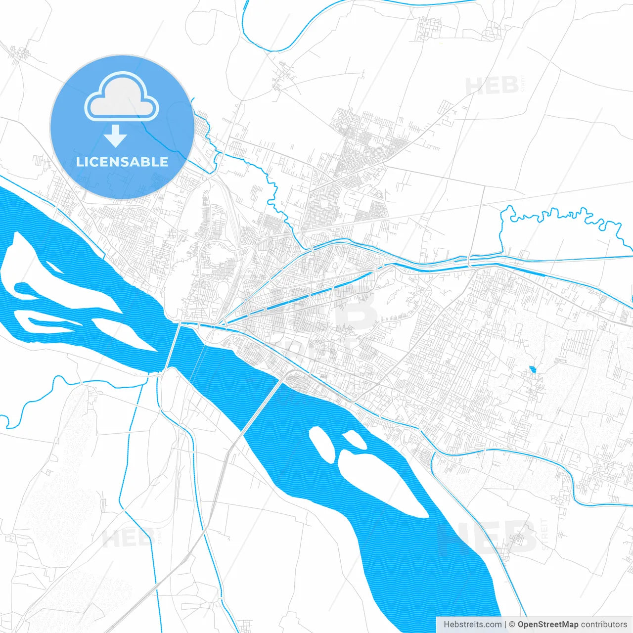 Vijayawada, India PDF vector map with water in focus