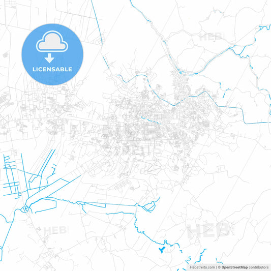 Banjarbaru, Indonesia PDF vector map with water in focus