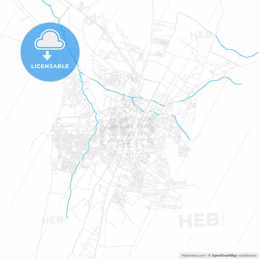 Quetta, Pakistan PDF vector map with water in focus