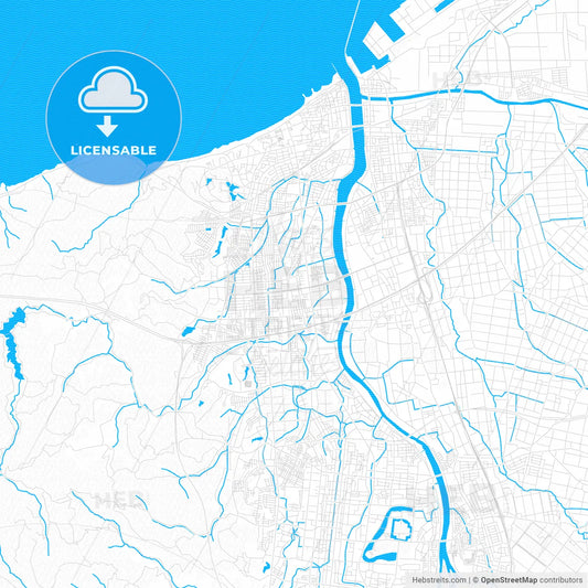 Jōetsu, Japan PDF vector map with water in focus