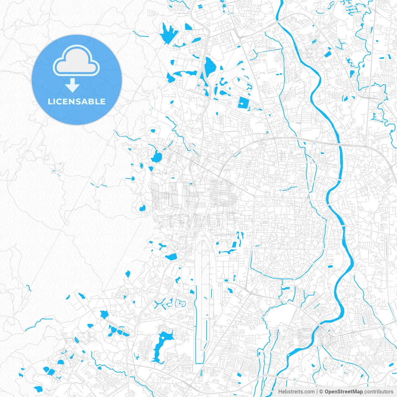 Chiang Mai, Thailand PDF vector map with water in focus