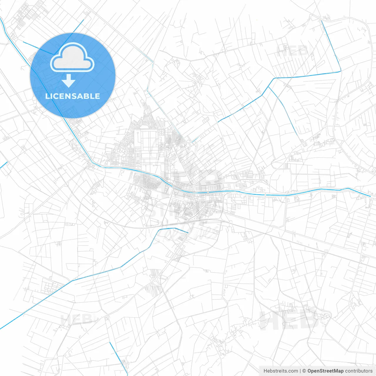 Kafr ad Dawwar, Egypt PDF vector map with water in focus
