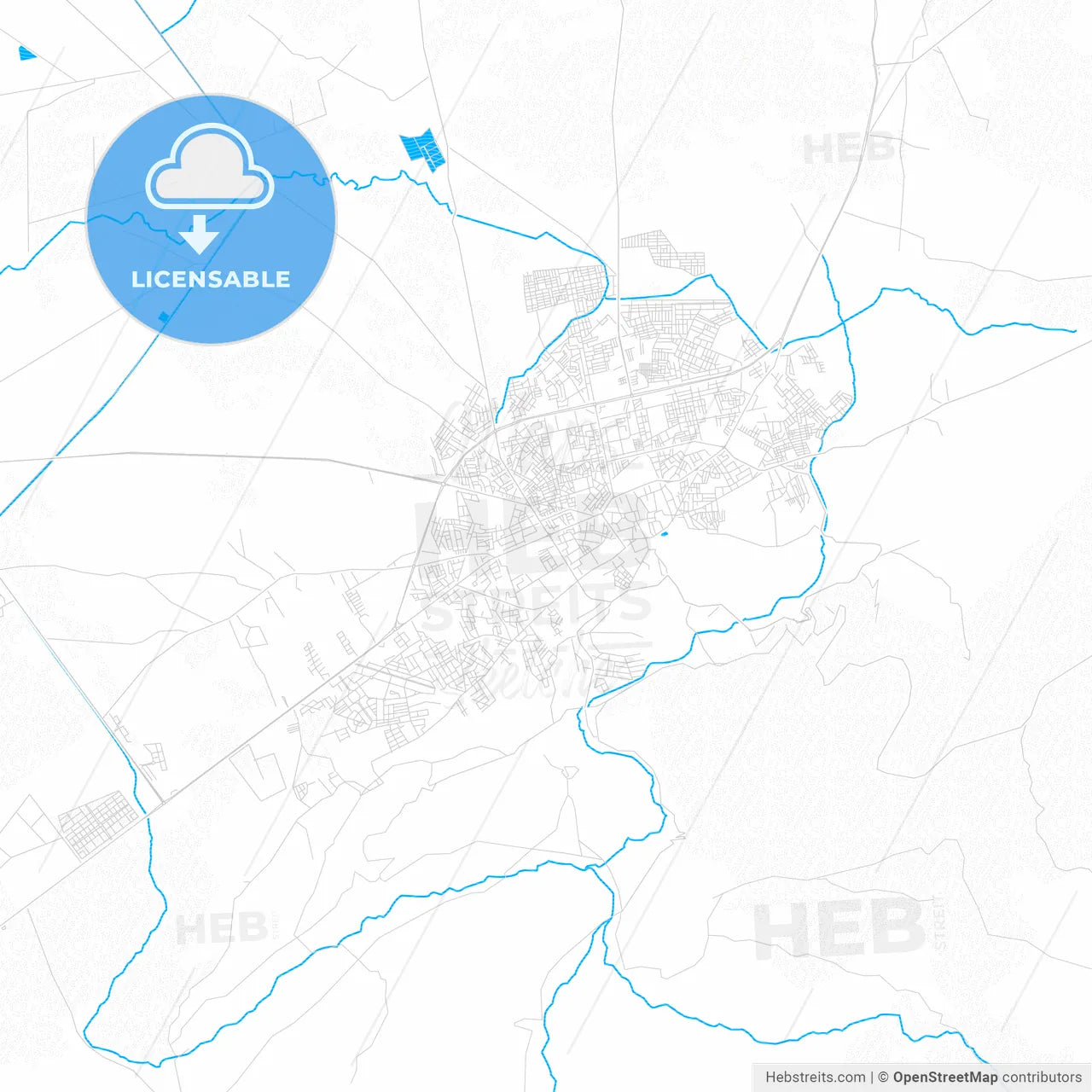 Beni Mellal, Morocco PDF vector map with water in focus