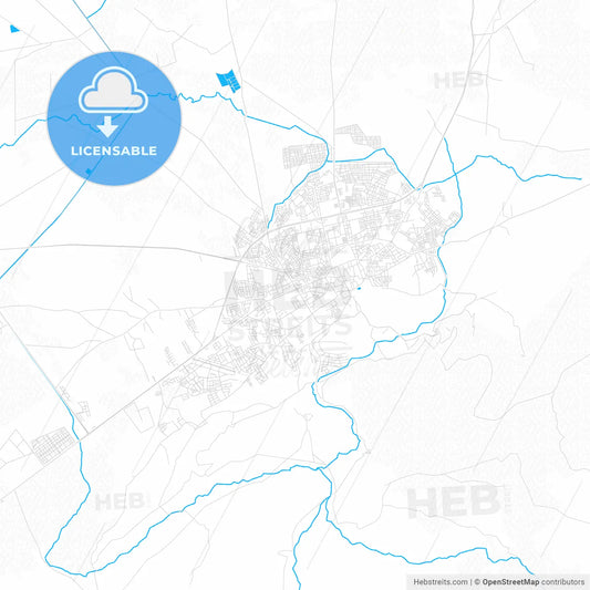 Beni Mellal, Morocco PDF vector map with water in focus