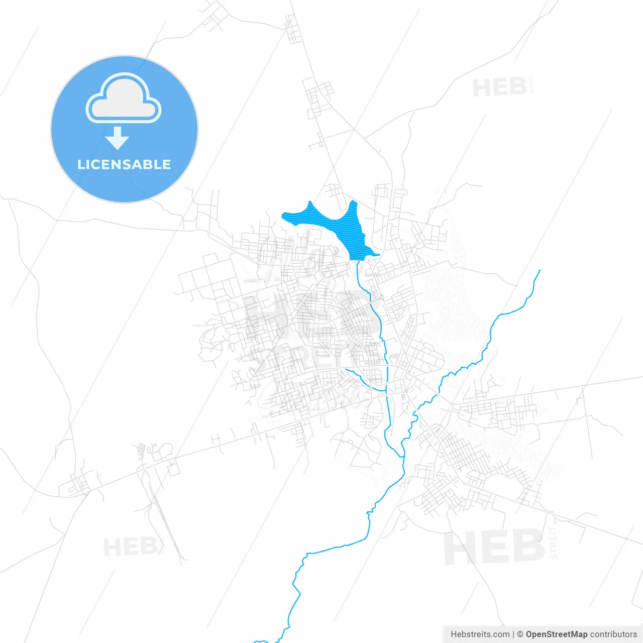 Gagnoa, Ivory Coast PDF vector map with water in focus