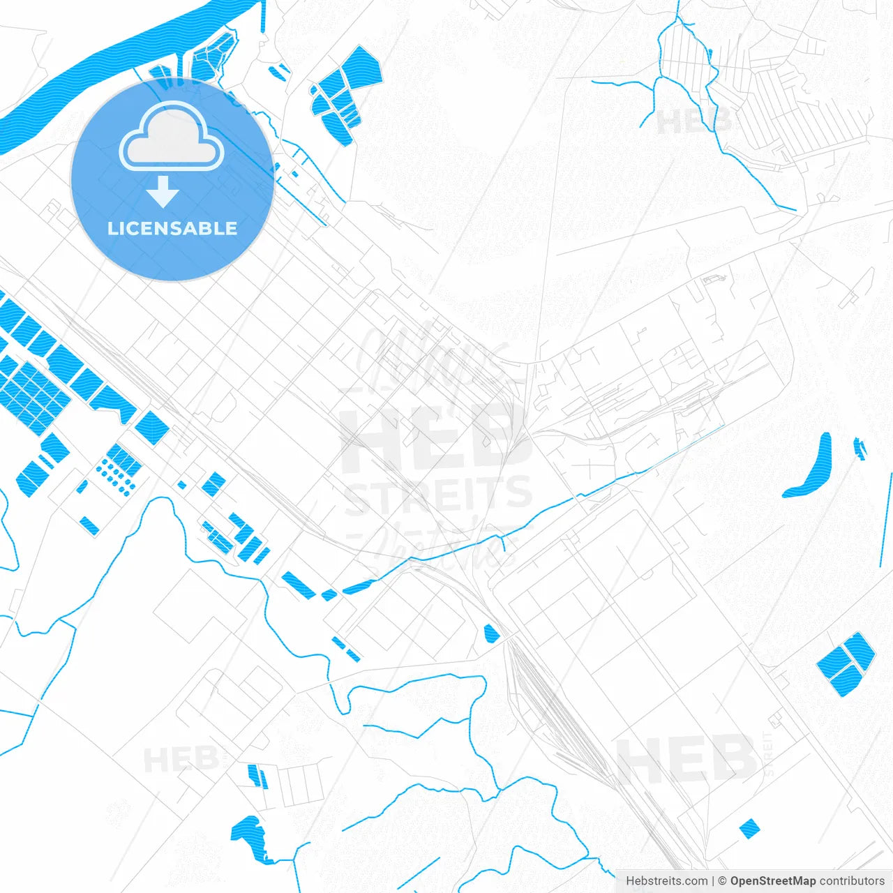 Novopolotsk, Belarus PDF vector map with water in focus