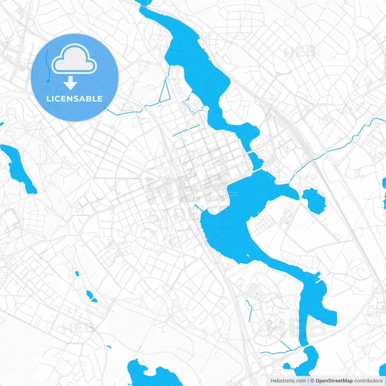 Hämeenlinna, Finland PDF vector map with water in focus