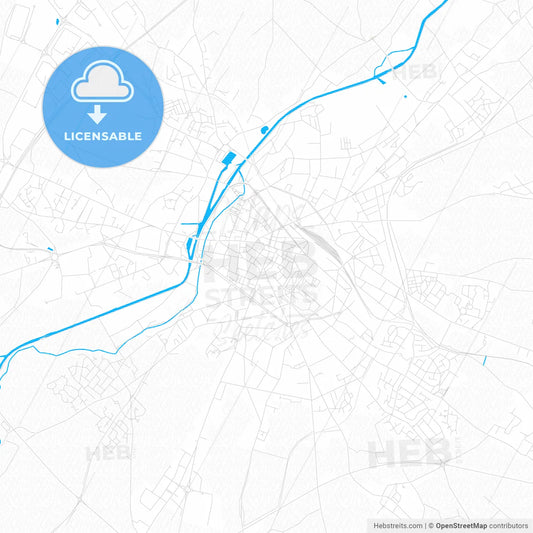 Cambrai, France PDF vector map with water in focus