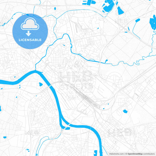 Hanau, Germany PDF vector map with water in focus