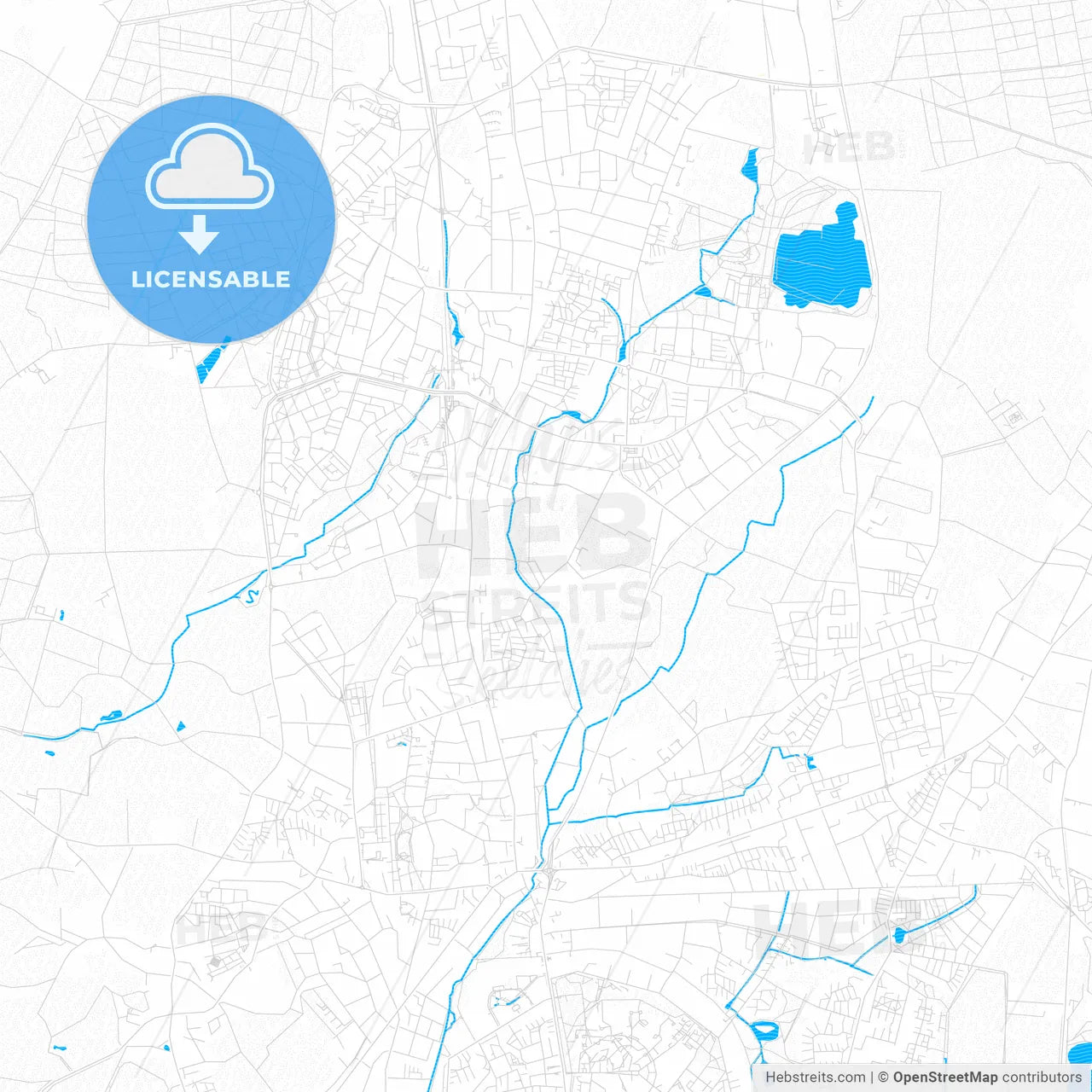 Norderstedt, Germany PDF vector map with water in focus