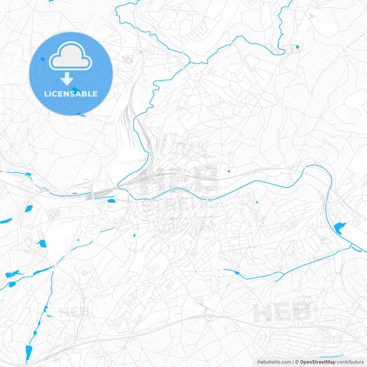 Neunkirchen, Germany PDF vector map with water in focus