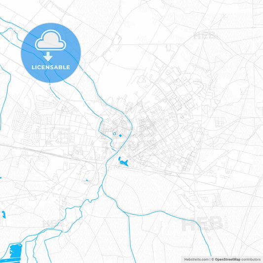 Hoyerswerda, Germany PDF vector map with water in focus