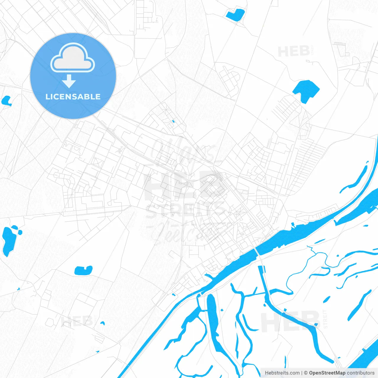 Schwedt/Oder, Germany PDF vector map with water in focus