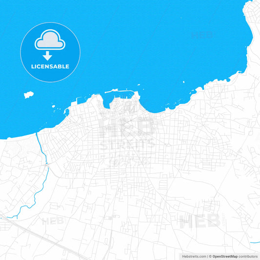 Chania, Greece PDF vector map with water in focus