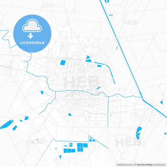 Gyula, Hungary PDF vector map with water in focus