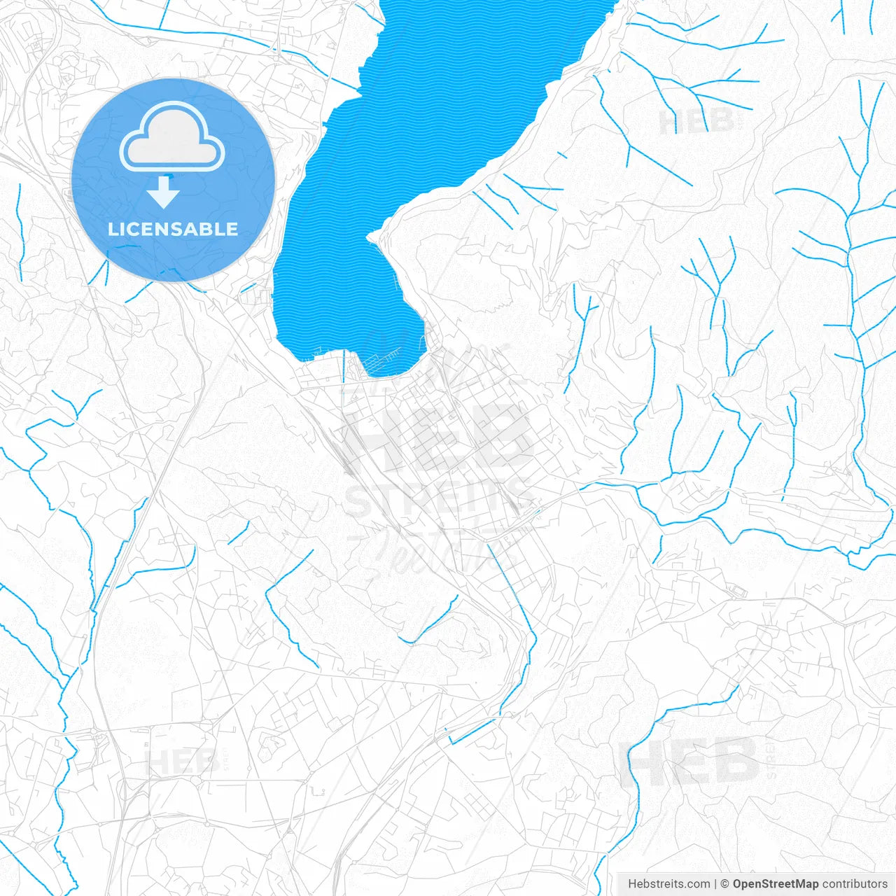 Como, Italy PDF vector map with water in focus