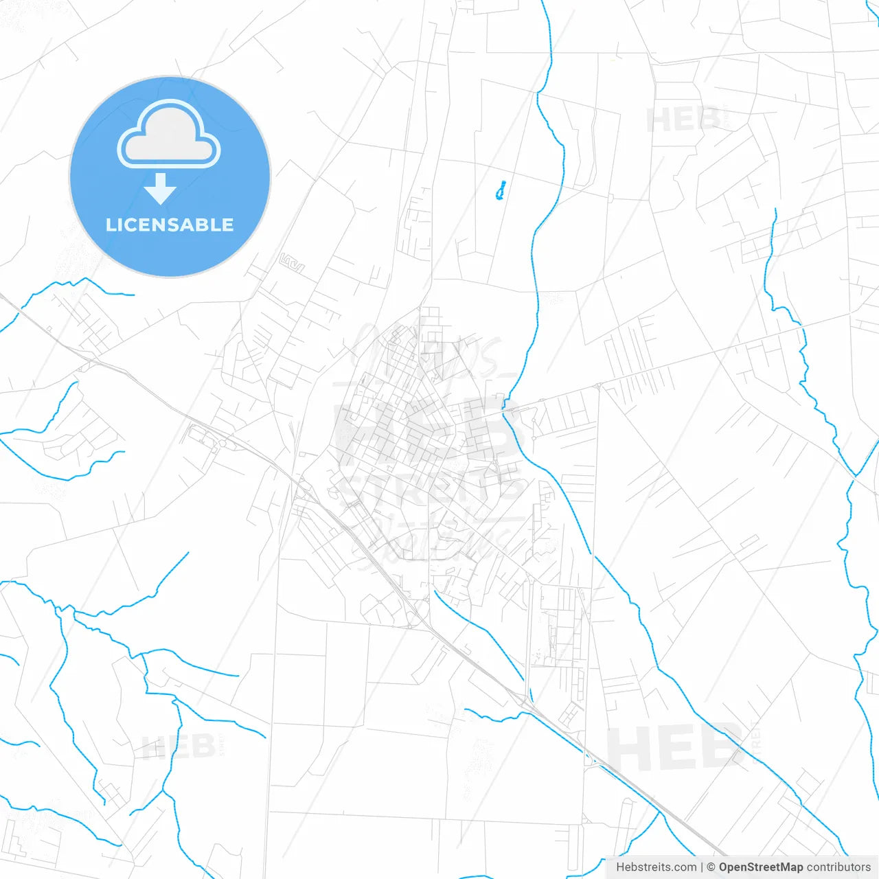 Aprilia, Italy PDF vector map with water in focus