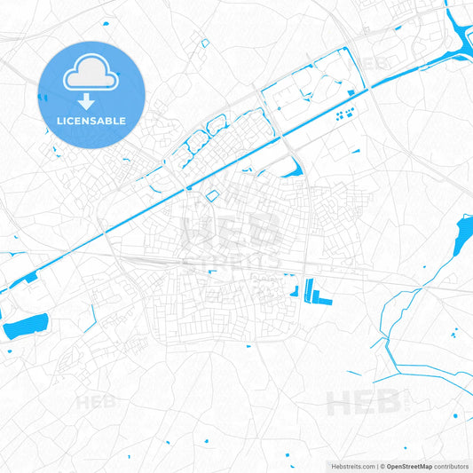 Weert, Netherlands PDF vector map with water in focus