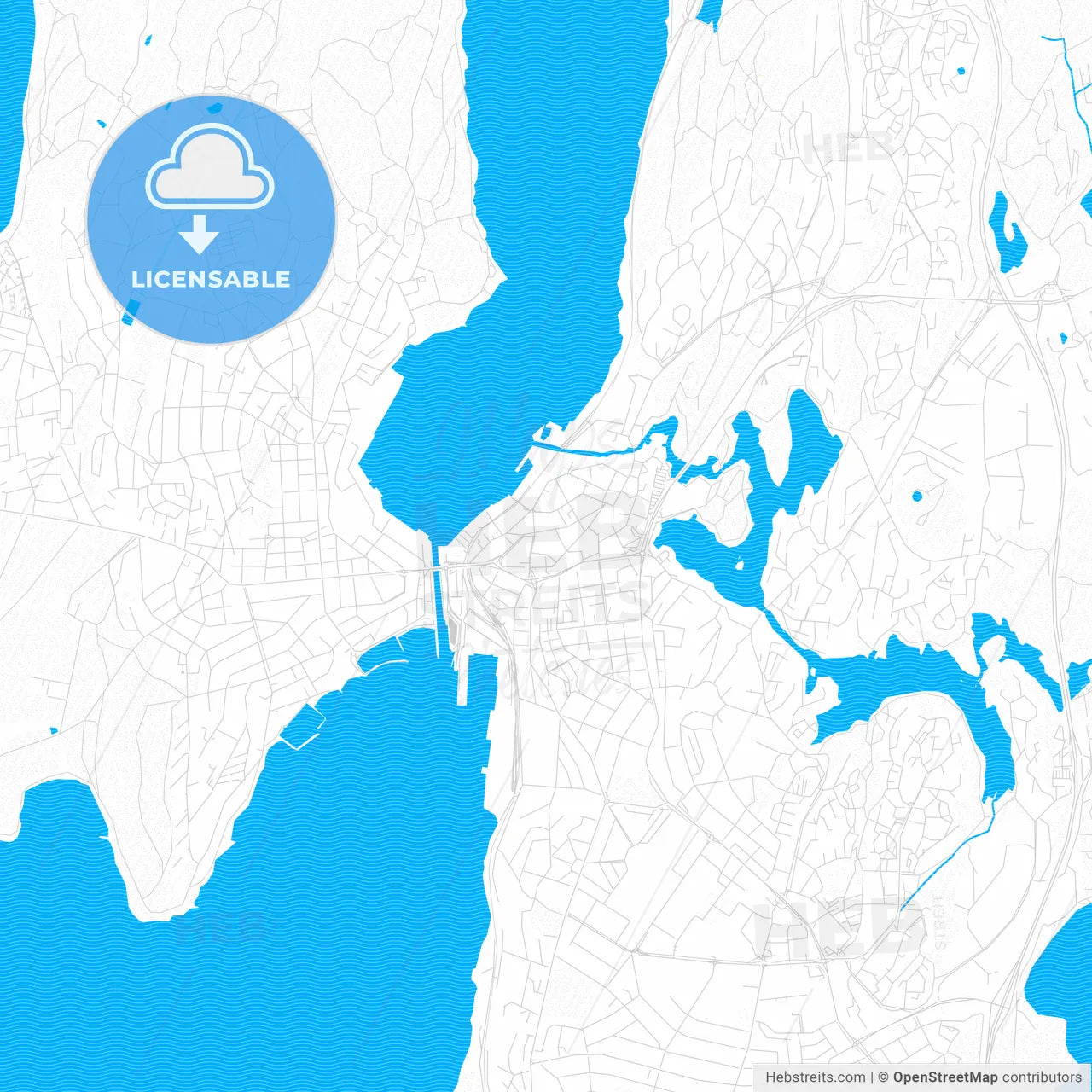 Moss, Norway PDF vector map with water in focus