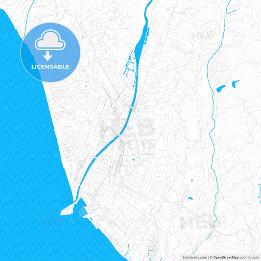 Sochi, Russia PDF vector map with water in focus