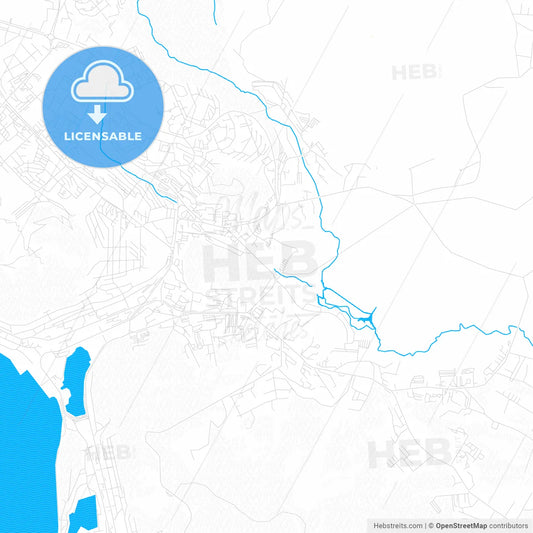 Petropavlovsk-Kamchatsky, Russia PDF vector map with water in focus