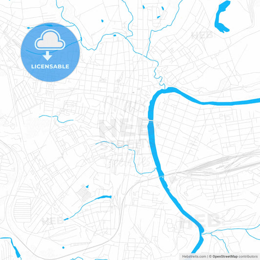 Yelets, Russia PDF vector map with water in focus