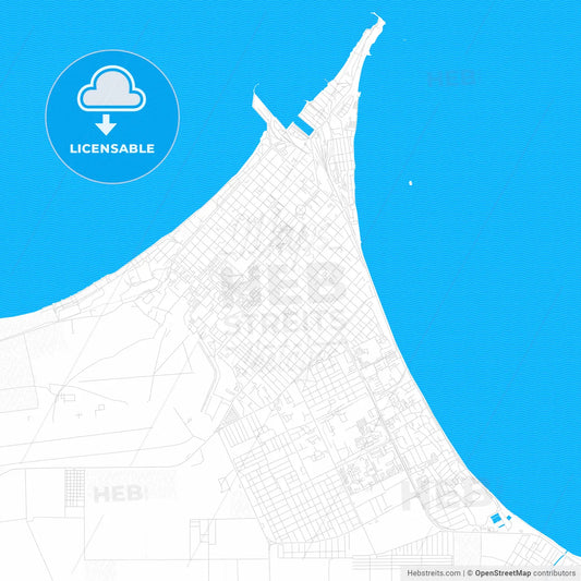 Yeysk, Russia PDF vector map with water in focus
