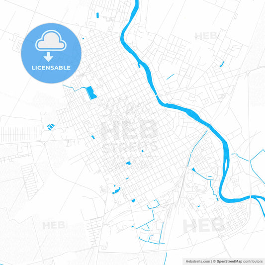 Slavyansk-na-Kubani, Russia PDF vector map with water in focus