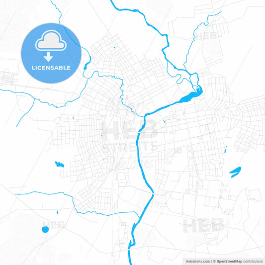 Shuya, Russia PDF vector map with water in focus