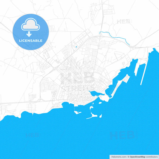 Arrecife, Spain PDF vector map with water in focus