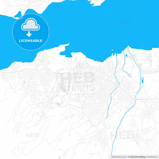 Gölcük, Turkey PDF vector map with water in focus