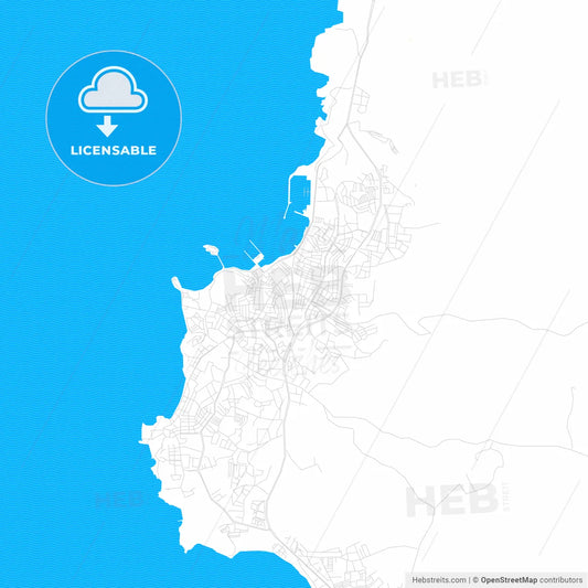 Kuşadası, Turkey PDF vector map with water in focus