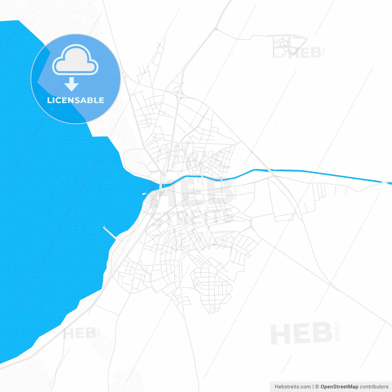 Beyşehir, Turkey PDF vector map with water in focus