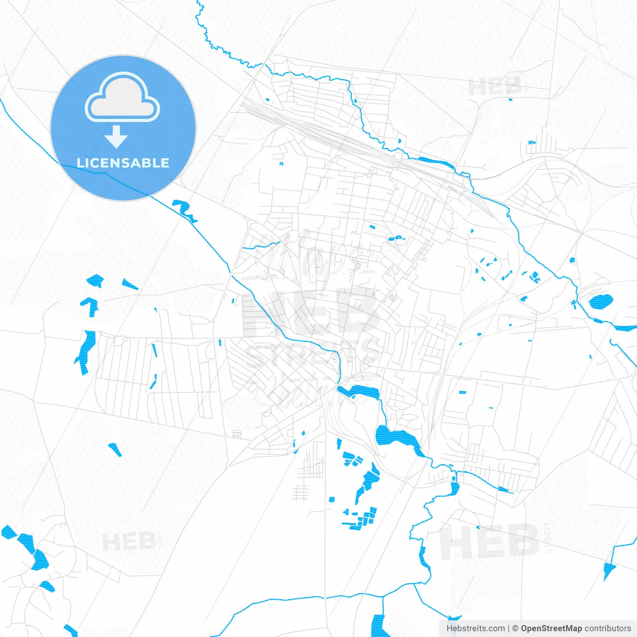 Shepetivka, Ukraine PDF vector map with water in focus