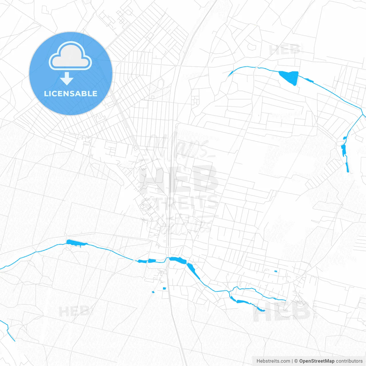 Boiarka, Ukraine PDF vector map with water in focus